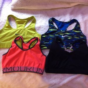 Nike, Under Armour, and Target brand sports bras